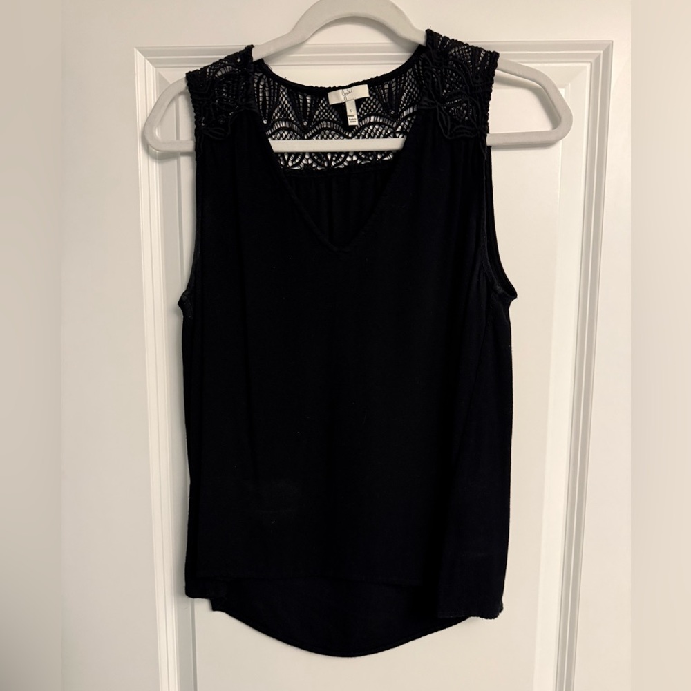 Joie black tank with lace/crochet top - size small